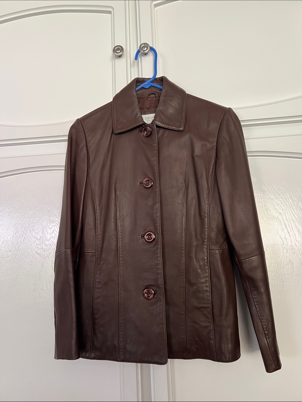 Liz Claiborne Brown Leather Button-Up Jacket